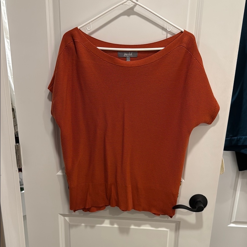 Marled Orange Relaxed Short Sleeve Tee/Sweater